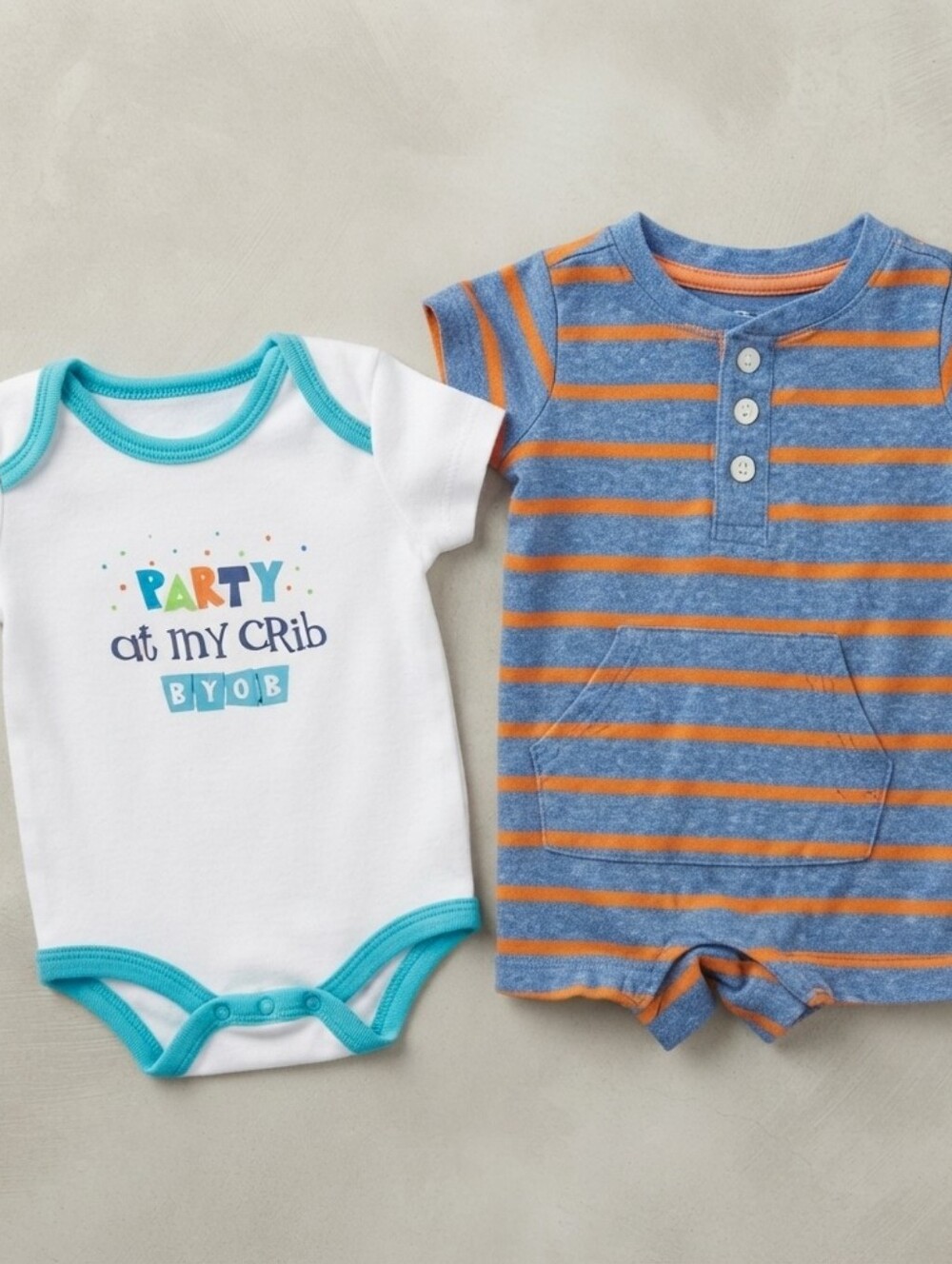Blue and Orange Striped Kids One Piece Set